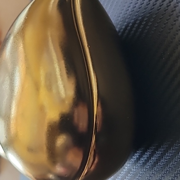 Gold Tone Ceramic Puffy Heart Jewelry Trinket Box - Picture 4 of 7